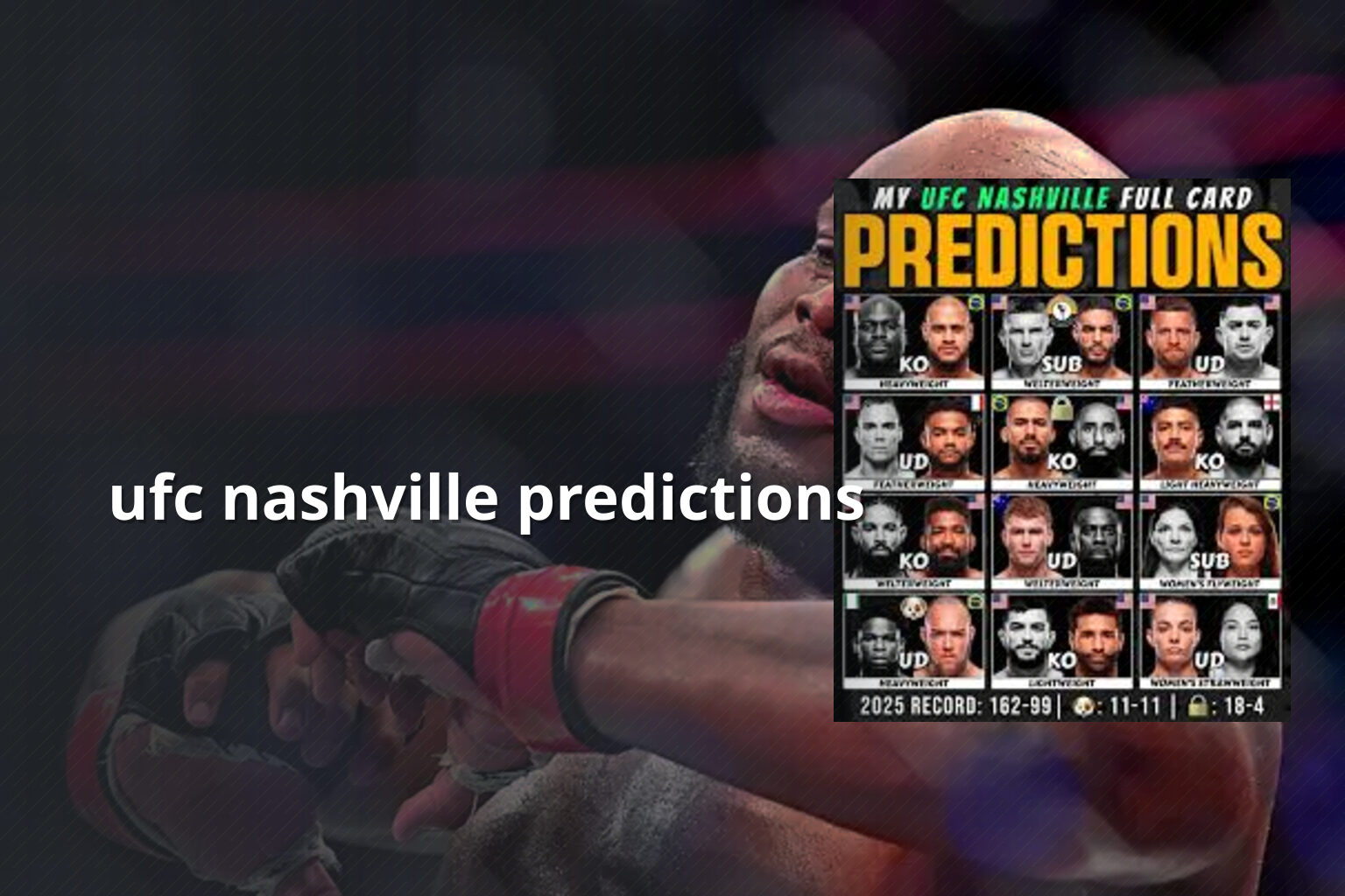 ufc nashville predictions - sportsbook