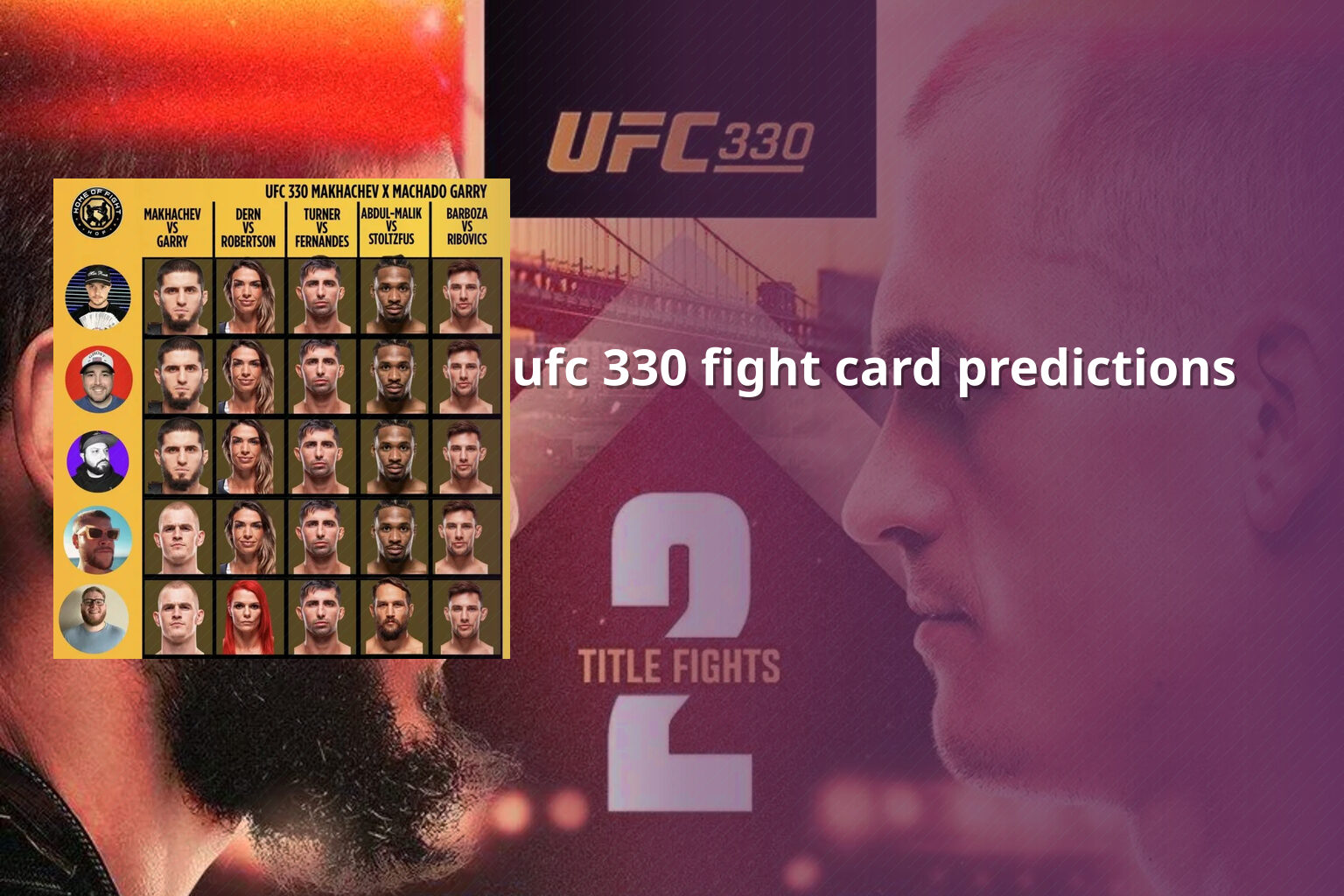 ufc 330 fight card predictions - sportsbook