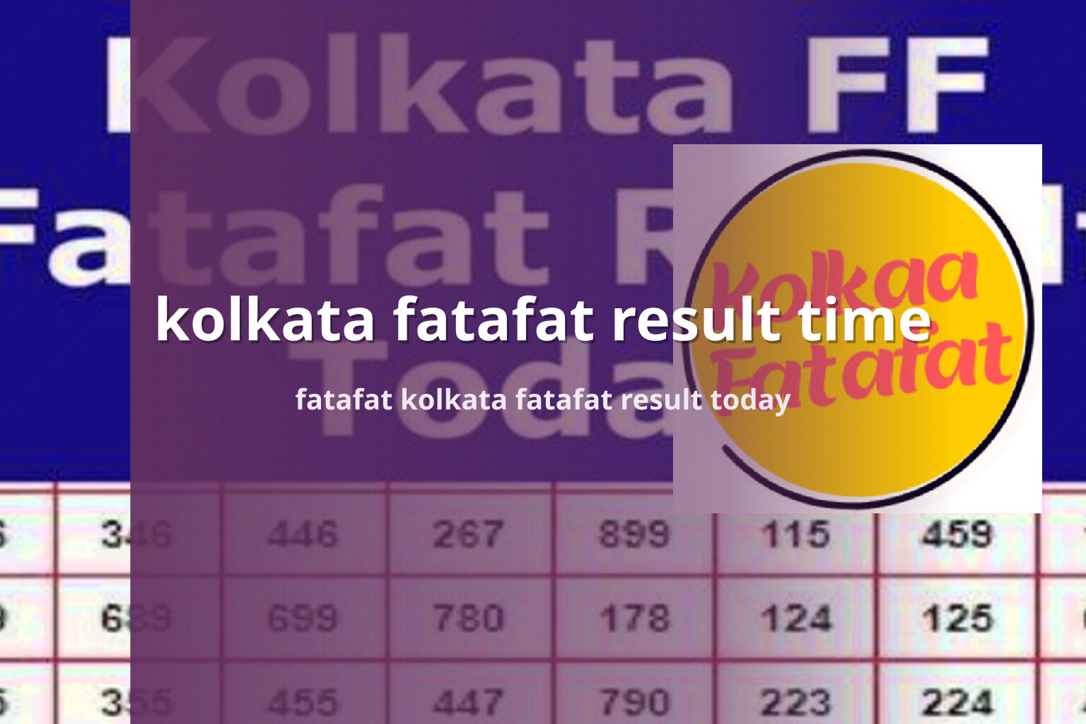 kolkata fatafat result time - slots