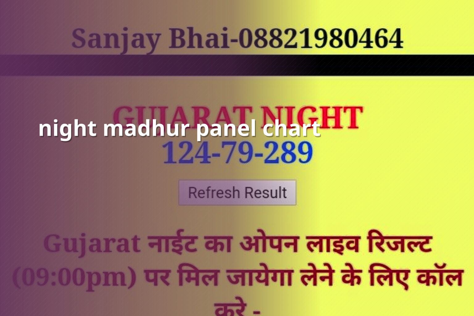 night madhur panel chart - slots