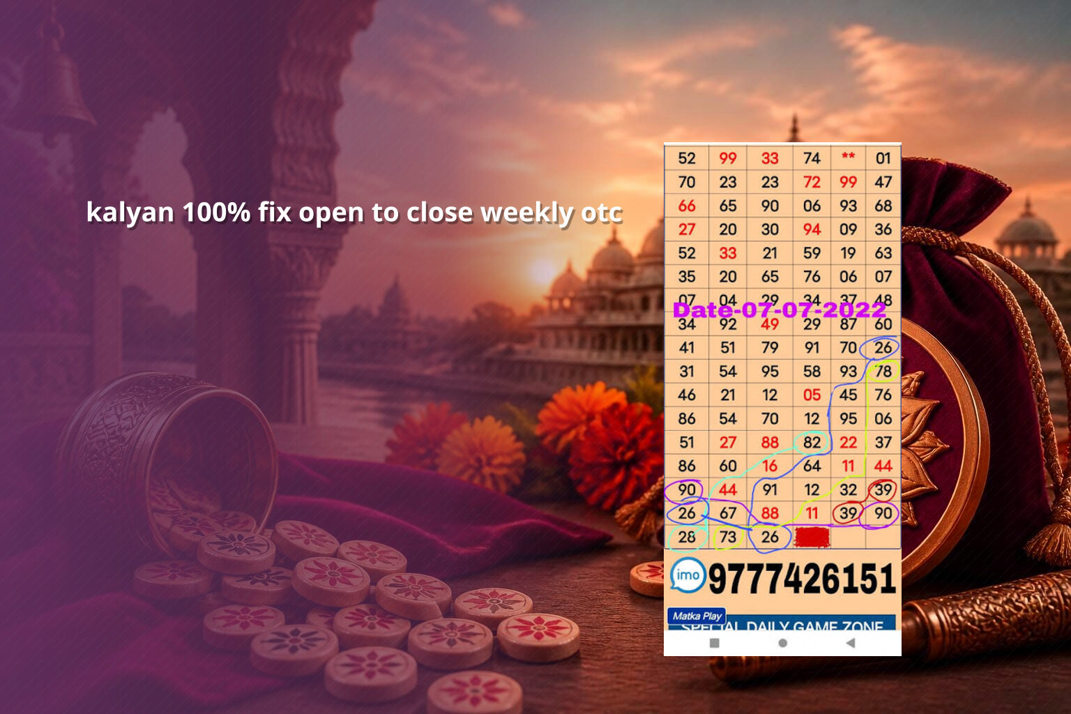 kalyan 100% fix open to close weekly otc - matka_satta